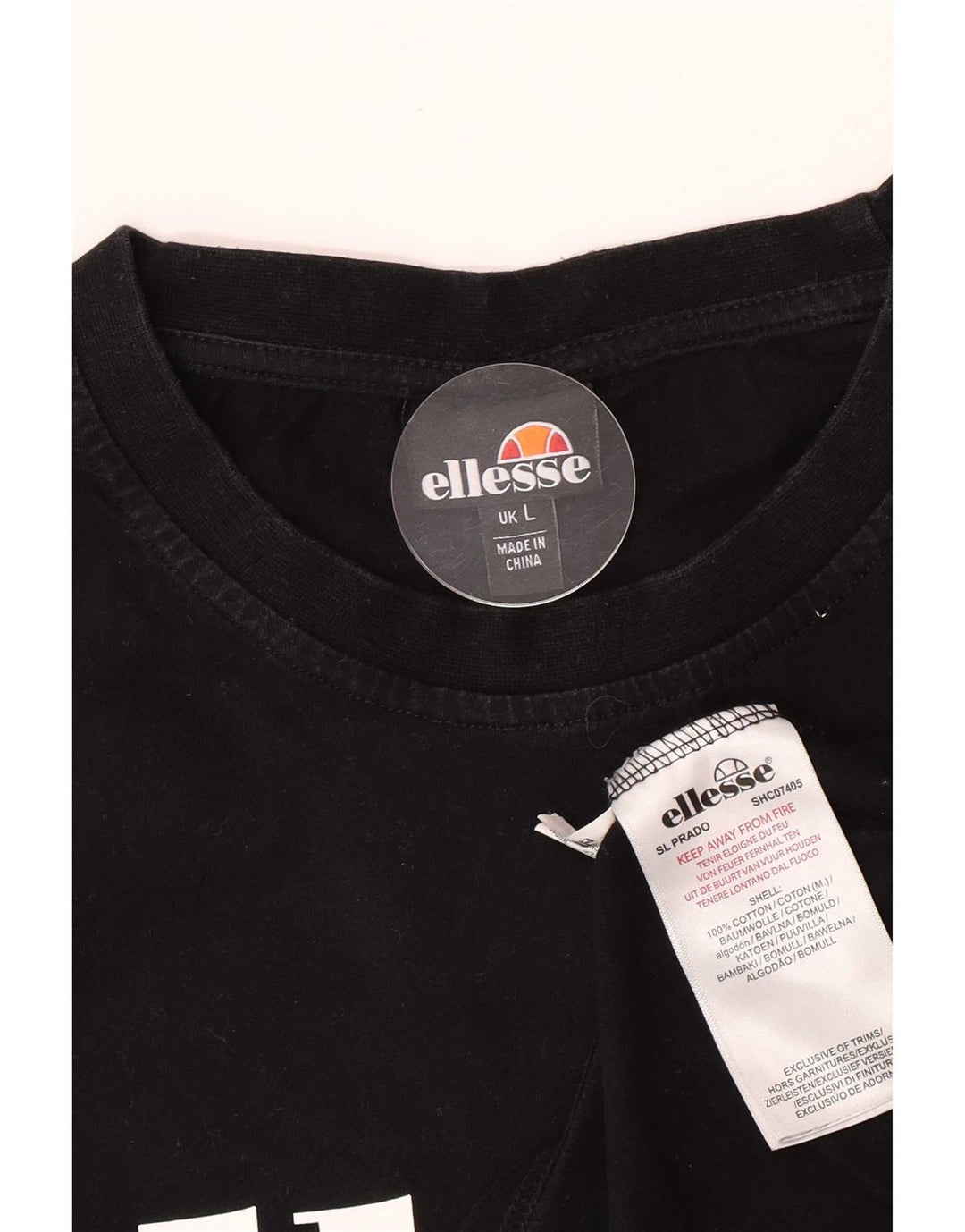 Ellesse Mens Graphic T-Shirt Top Large Black Cotton