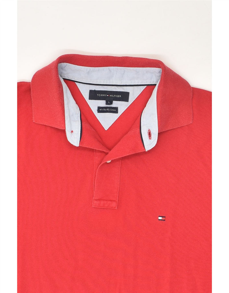 TOMMY HILFIGER Mens Polo Shirt Large Red Cotton | Vintage Tommy Hilfiger | Thrift | Second-Hand Tommy Hilfiger | Used Clothing | Messina Hembry 