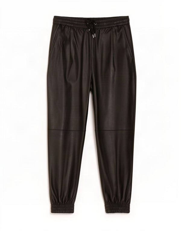 Zara Womens Joggers Faux Leather Trousers Medium W28 L26 Black Polyester