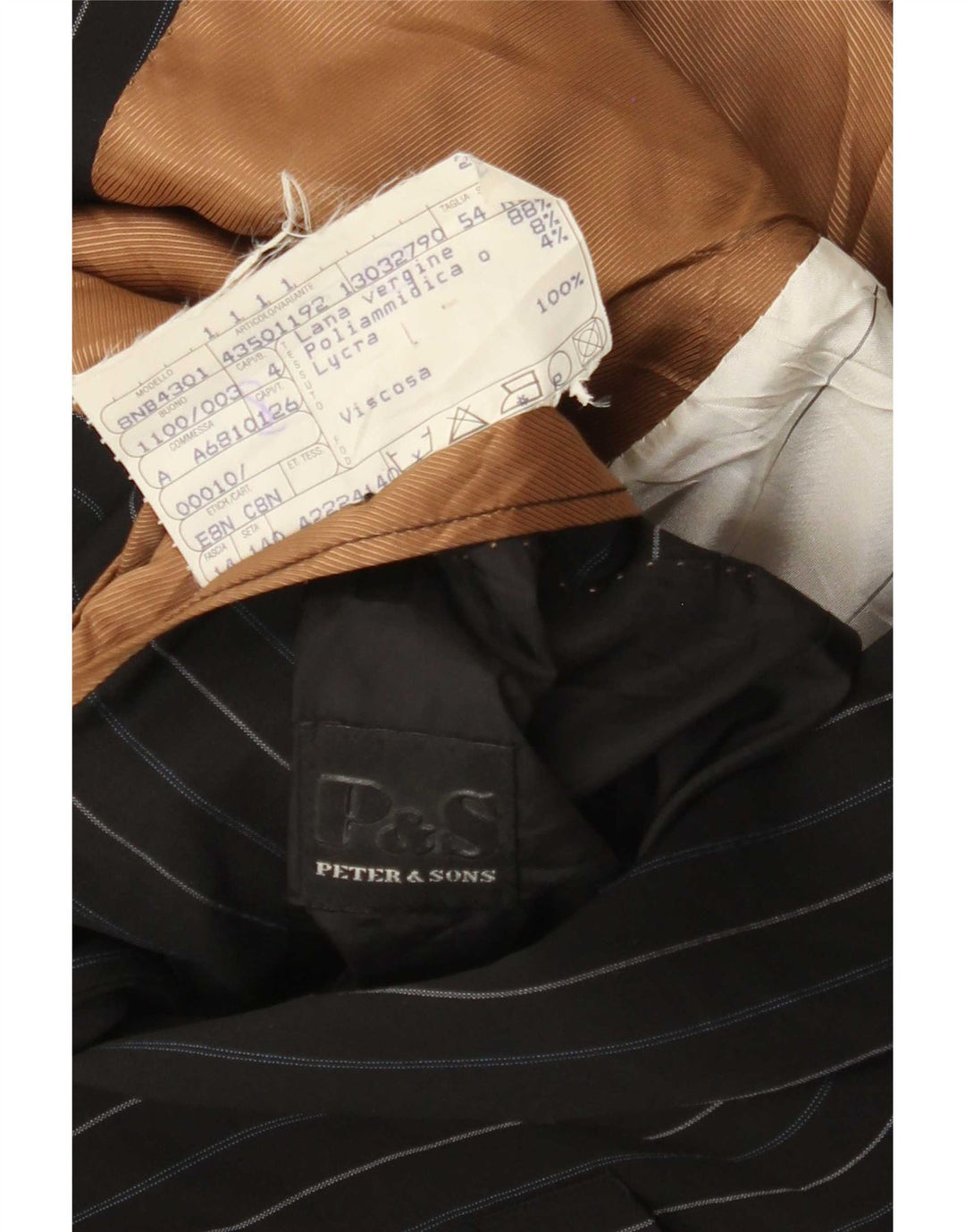 Peter & Sons Mens 3 Button Blazer Jacket IT 54 2XL Black Striped Wool