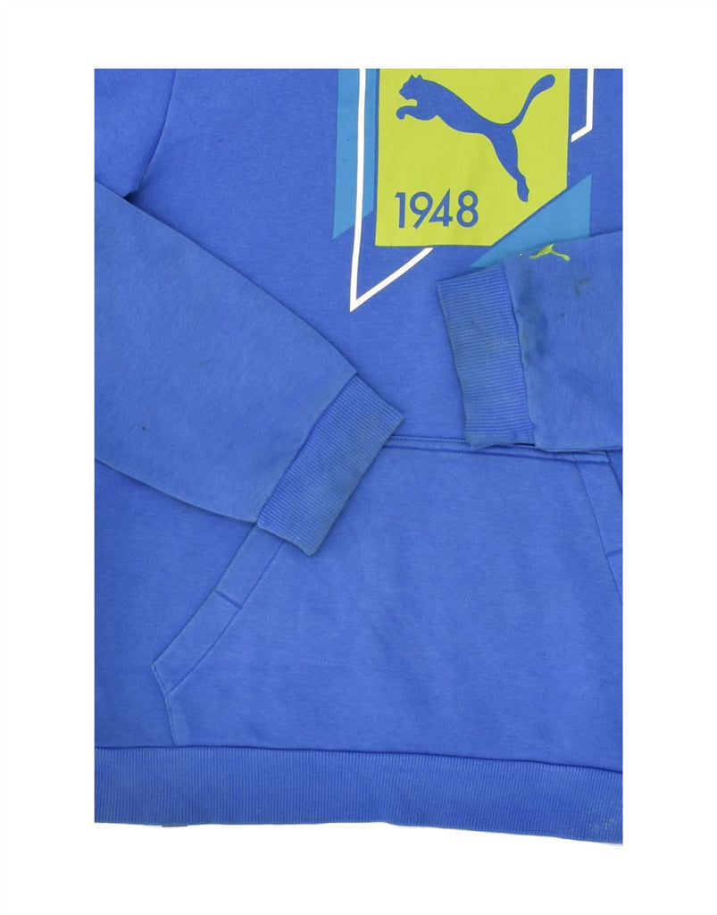 PUMA Boys Graphic Hoodie Jumper 13-14 Years XL Blue Cotton | Vintage Puma | Thrift | Second-Hand Puma | Used Clothing | Messina Hembry 