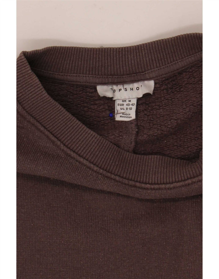 Topshop Womens Crop Oversized Sweatshirt Jumper UK 14 Medium Grey Cotton