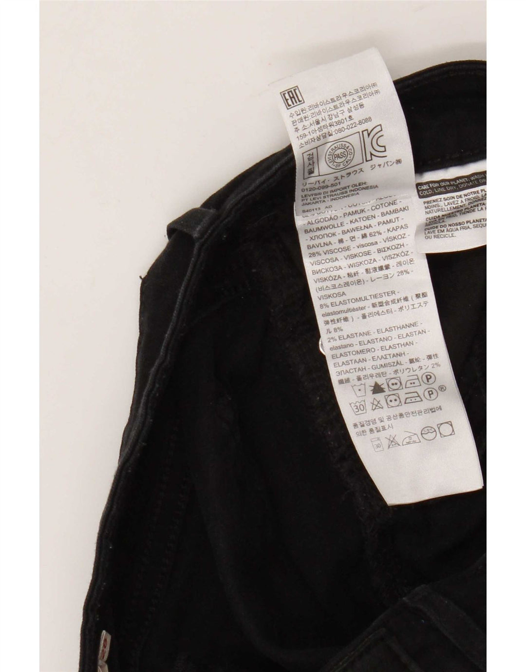 Levi's Womens 714 Straight Jeans W28 L32 Black Cotton