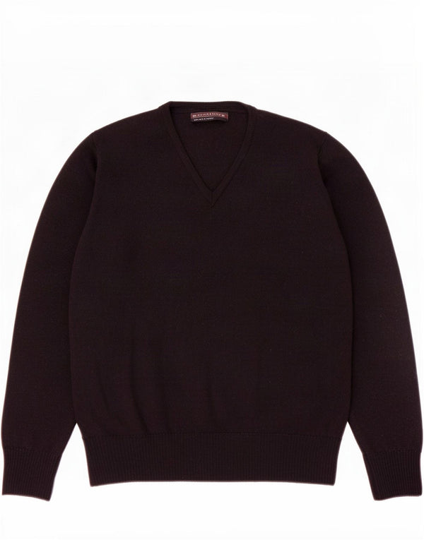 Zara Mens V-Neck Jumper Sweater Medium Black