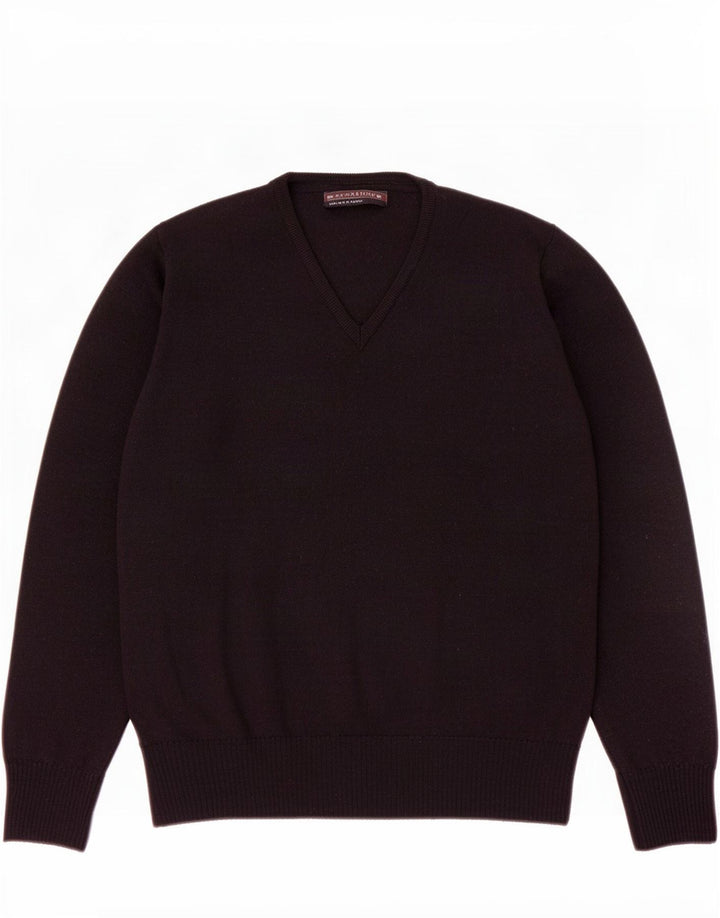 Zara Mens V-Neck Jumper Sweater Medium Black