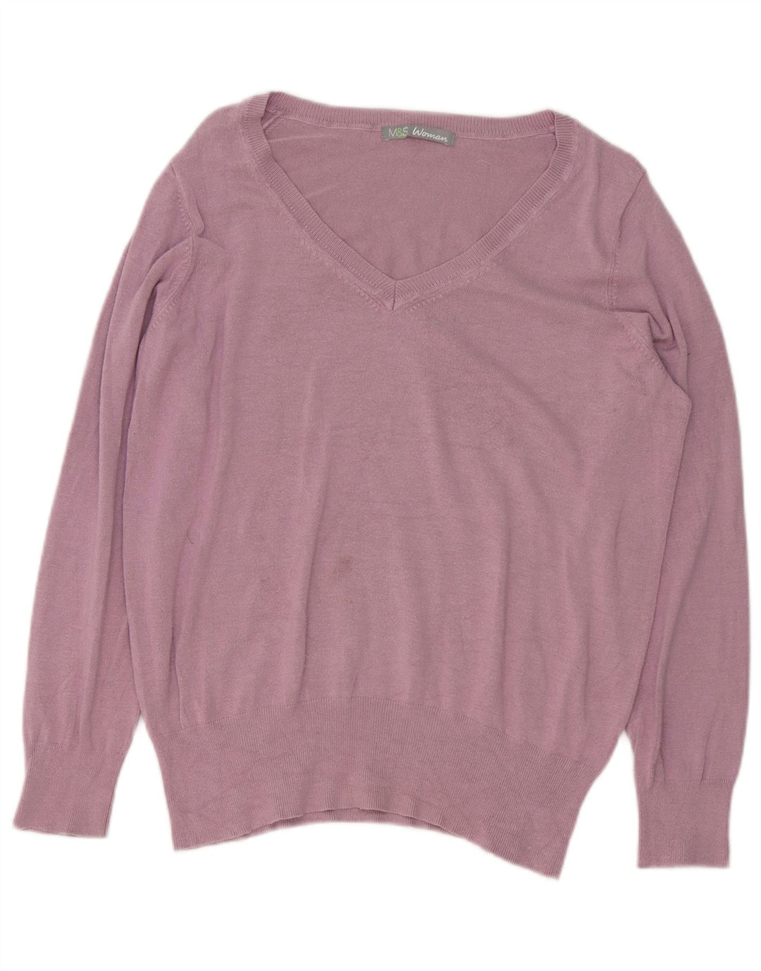 Marks & Spencer Womens V-Neck Jumper Sweater UK 16 Large Purple