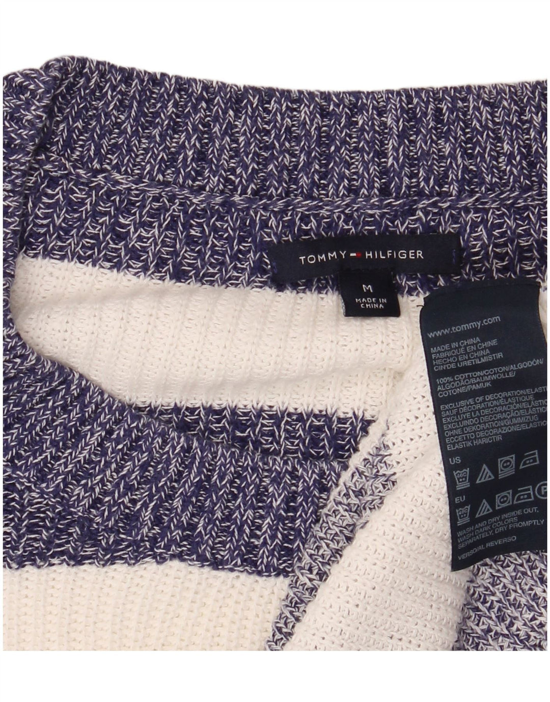 TOMMY HILFIGER Womens Boat Neck Jumper Sweater UK 14 Medium Navy Blue