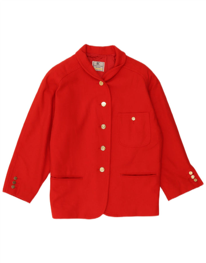 Enrico Coveri Womens Oversized 5 Button Blazer Jacket UK 10 Small Red Wool
