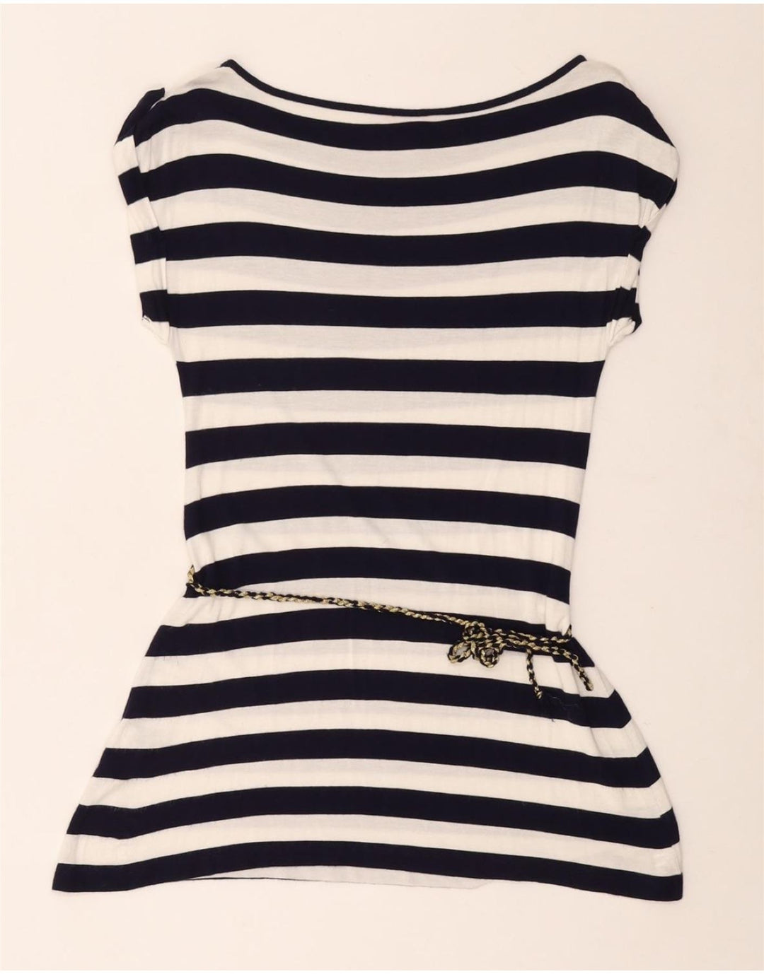 MONSOON Womens Tunic Top UK 12 Medium  Navy Blue Striped Viscose