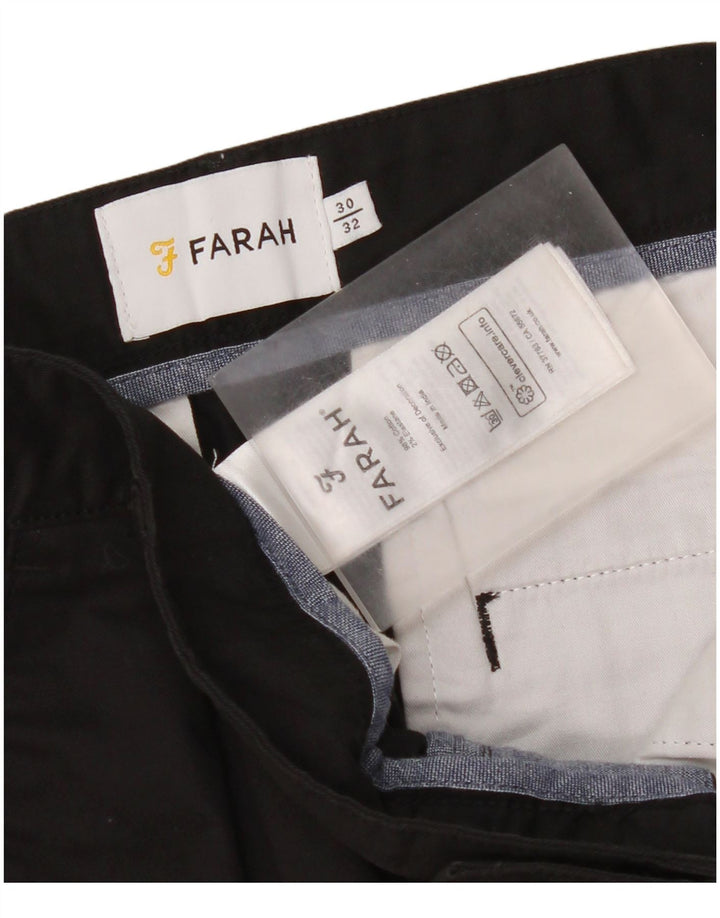 Farah Mens Cropped Trousers W30 L24 Black Cotton