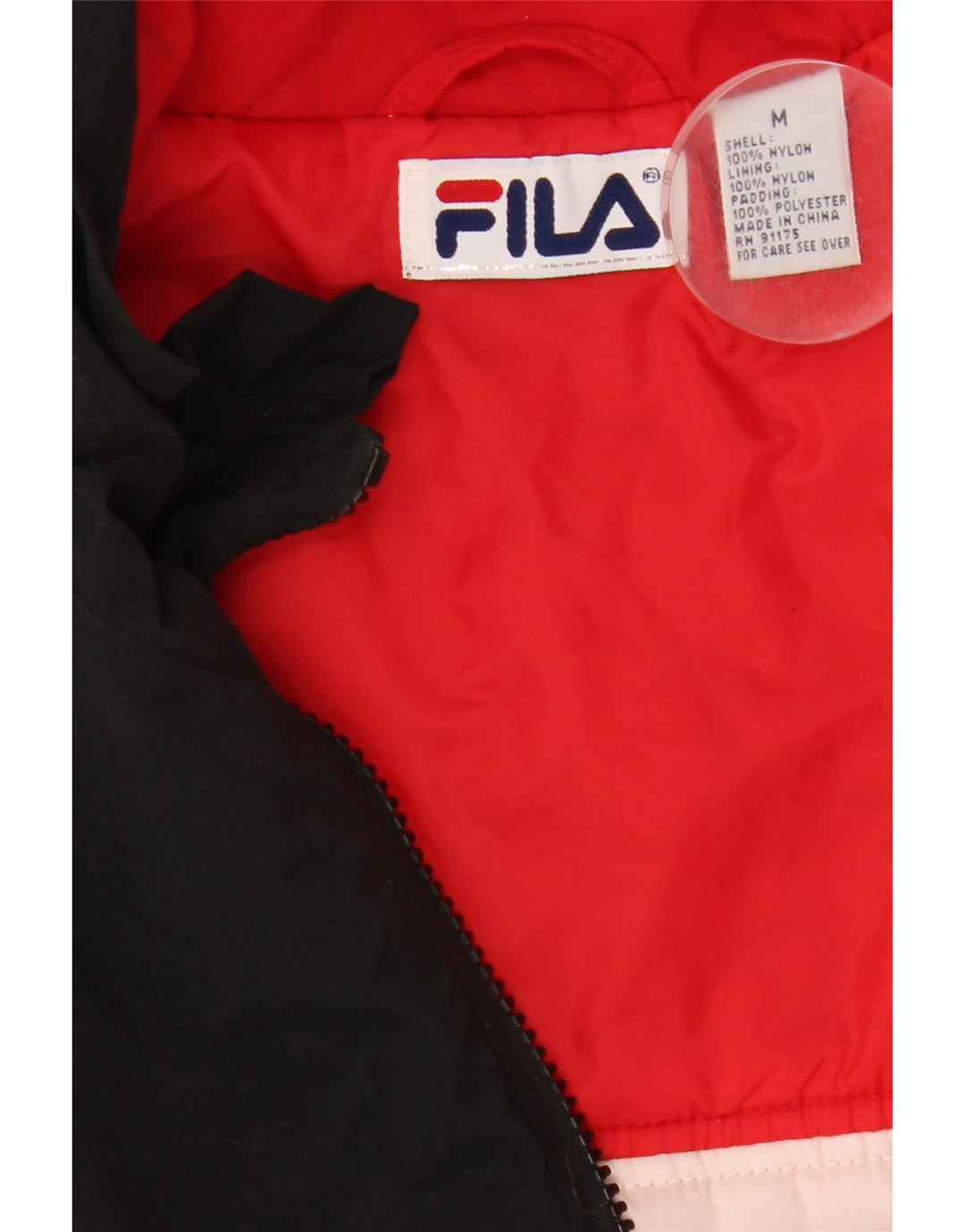 Fila Mens Graphic Padded Jacket UK 38 Medium Black Colourblock Nylon