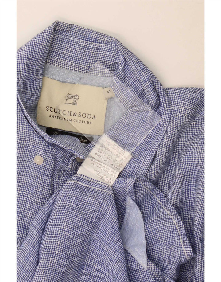 Scotch & Soda Mens Shirt Small Blue Houndstooth
