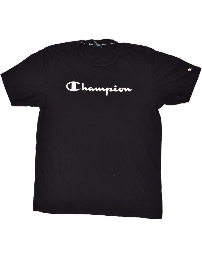 CHAMPION Mens Slim Graphic T-Shirt Top 2XL Black | Vintage Champion | Thrift | Second-Hand Champion | Used Clothing | Messina Hembry 