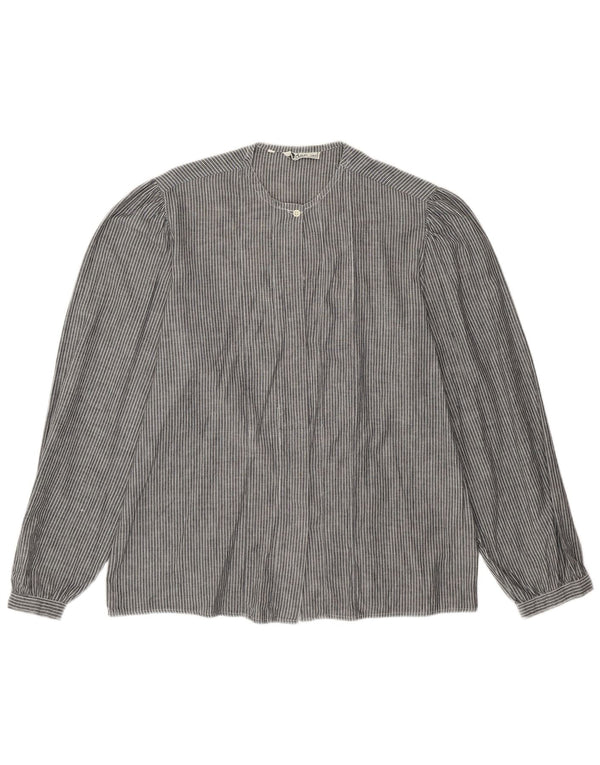 Vintage Womens Shirt Blouse IT 44 Medium Grey Striped Cotton