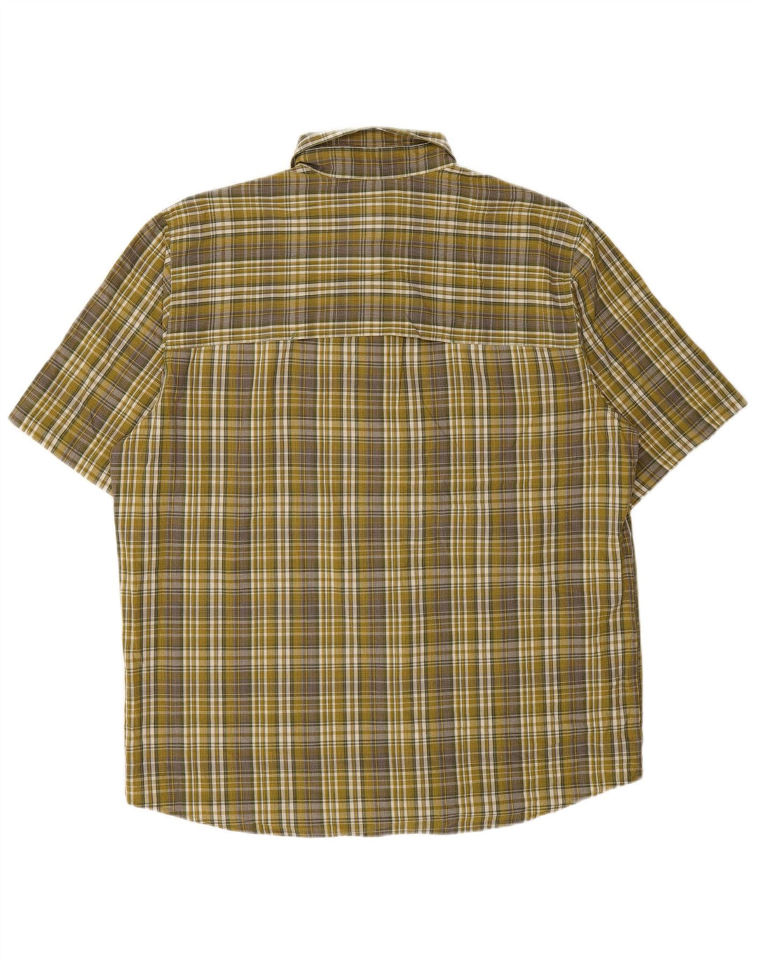 WOOLRICH Mens Short Sleeve Shirt Large Khaki Check Cotton