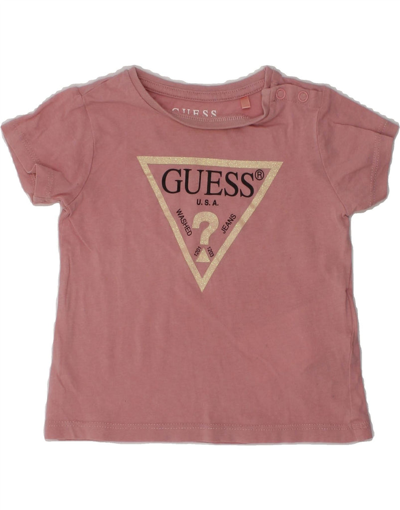 GUESS Baby Girls Graphic T-Shirt Top 9-12 Months Pink | Vintage Guess | Thrift | Second-Hand Guess | Used Clothing | Messina Hembry 