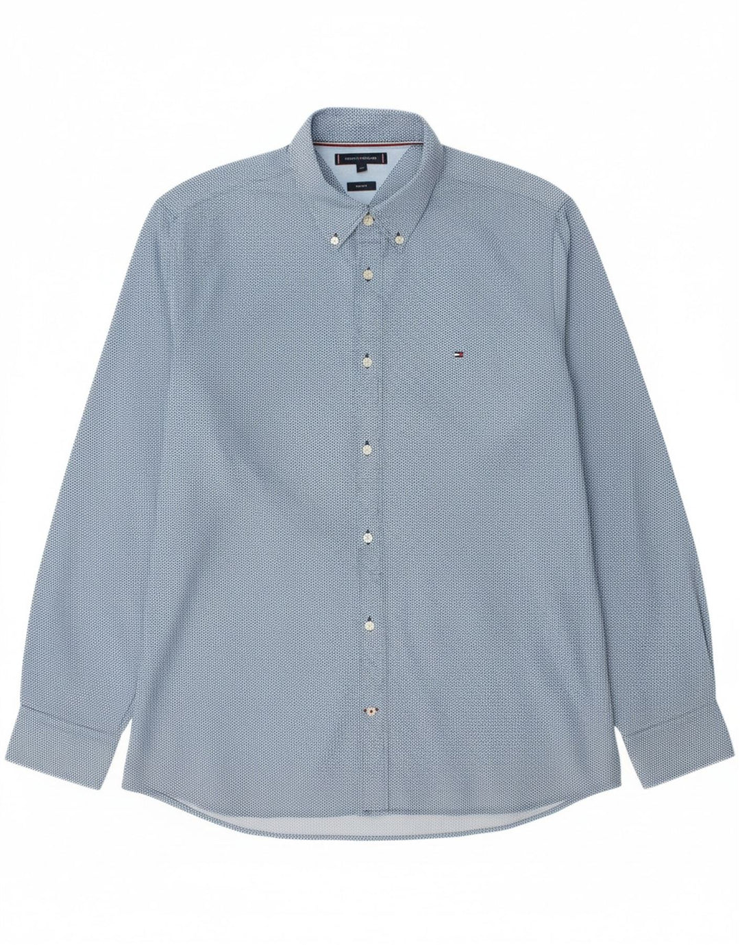 TOMMY HILFIGER Mens Regular Fit Shirt 2XL Blue Spotted Cotton