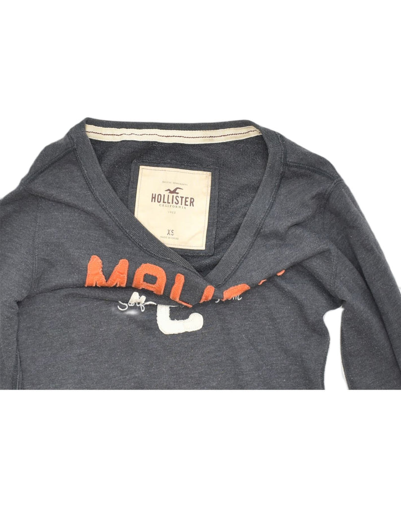 HOLLISTER Womens Graphic Sweatshirt Jumper UK 6 XS Grey Cotton | Vintage | Thrift | Second-Hand | Used Clothing | Messina Hembry 