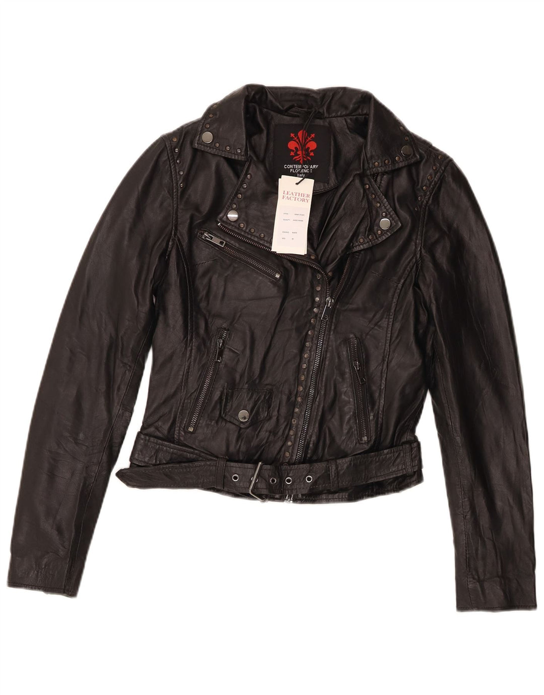 Vintage Womens Leather Biker Jacket IT 40 Small Black Leather