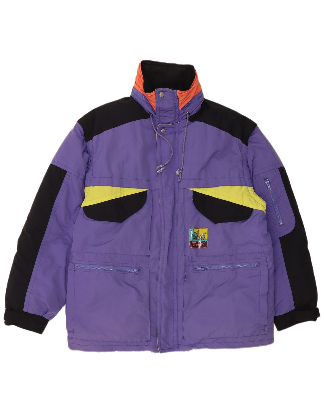 Vintage Mens Padded Jacket UK 40 Large Purple Colourblock Polyamide