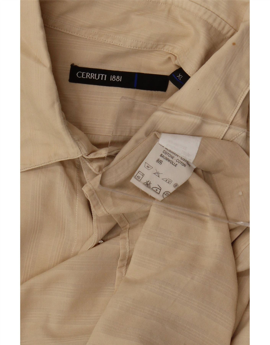 Cerruti 1881 Mens Shirt XL Beige Check Cotton