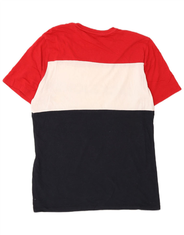 Jack & Jones Mens Graphic T-Shirt Top Medium Navy Blue Colourblock Cotton