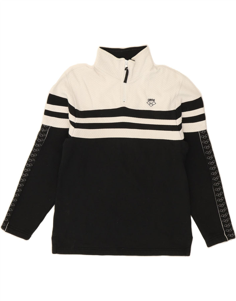 ARENA Mens Zip Neck Pullover Tracksuit Top Small Black Colourblock Vintage Arena and Second-Hand Arena from Messina Hembry 