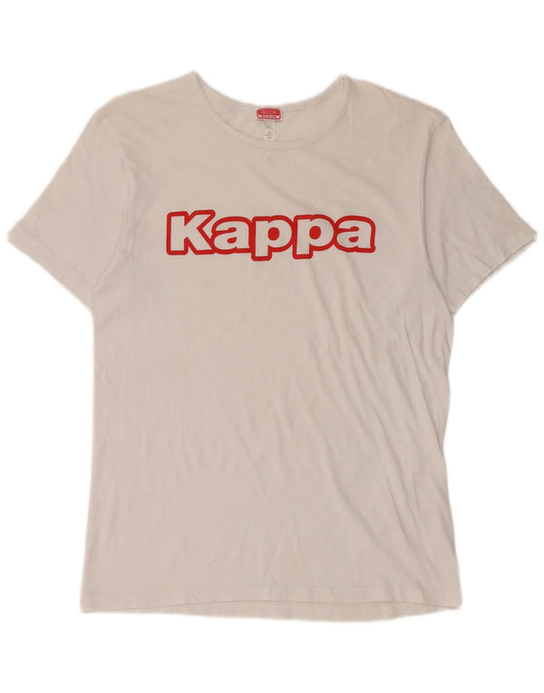 Kappa Womens Graphic T-Shirt Top UK 14 Medium White Cotton