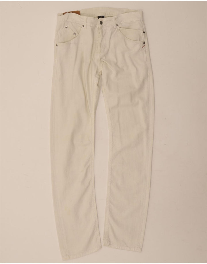 Dondup Mens Slim Casual Trousers W32 L32 White Cotton