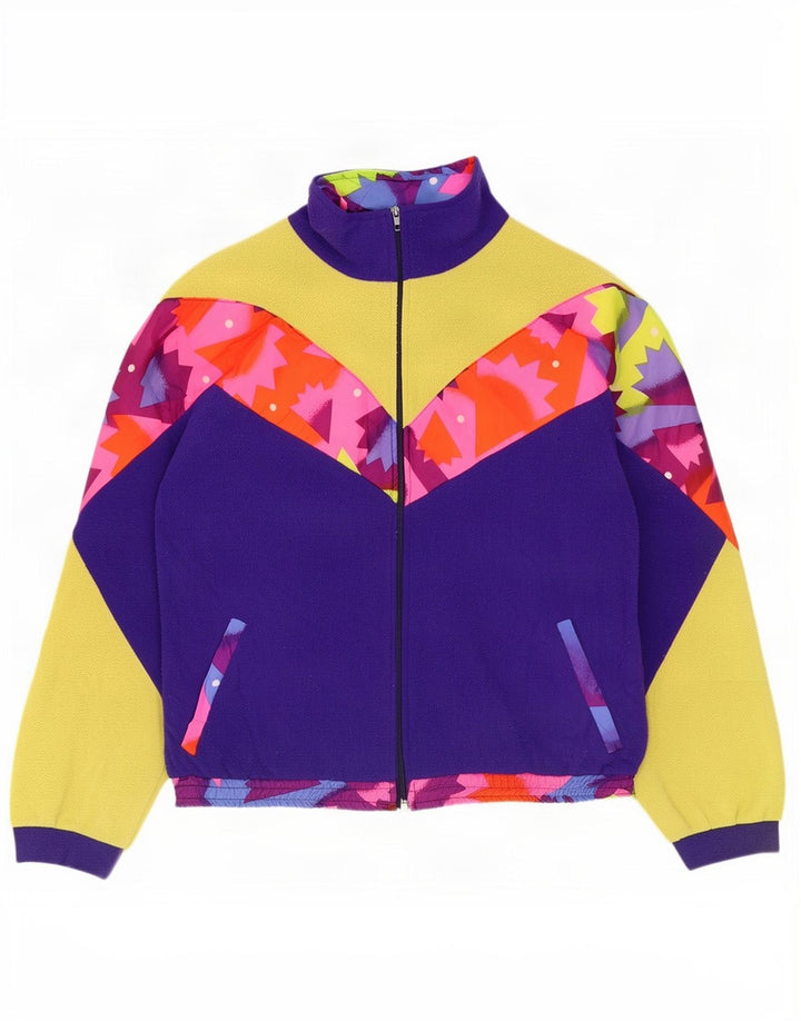 Vintage Mens Fleece Jacket UK 42 XL Purple Colourblock Polyester