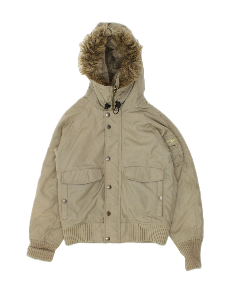 WOOLRICH Boys Hooded Bomber Padded Jacket 7-8 Years Khaki | Vintage Woolrich | Thrift | Second-Hand Woolrich | Used Clothing | Messina Hembry 