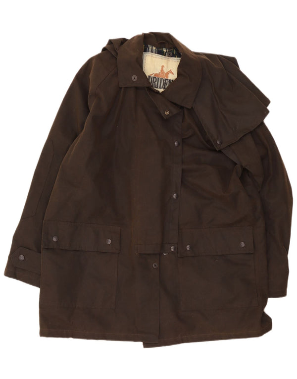 Driden Womens Oversized Waxed Cotton Capelet Coat UK 14 Medium Brown