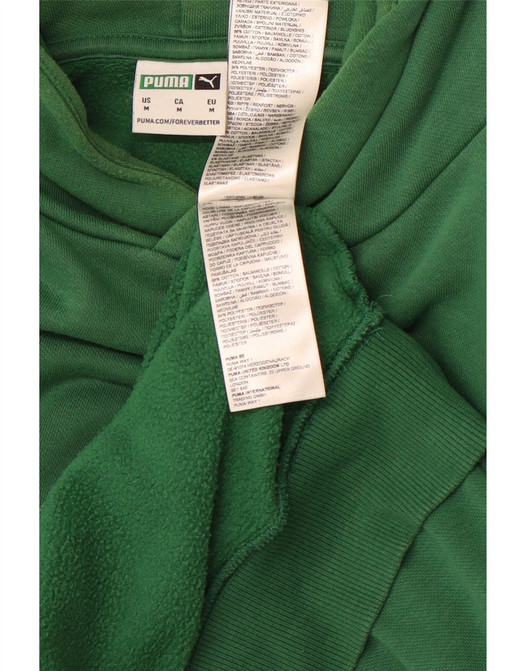 PUMA Mens Hoodie Jumper Medium Green Cotton