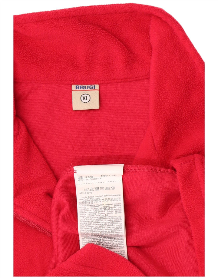 Brugi Womens Zip Neck Fleece Jumper UK 18 XL Red Polyester