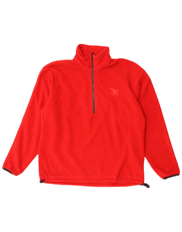 SALEWA Mens Zip Neck Fleece Jumper Medium Red Polyester