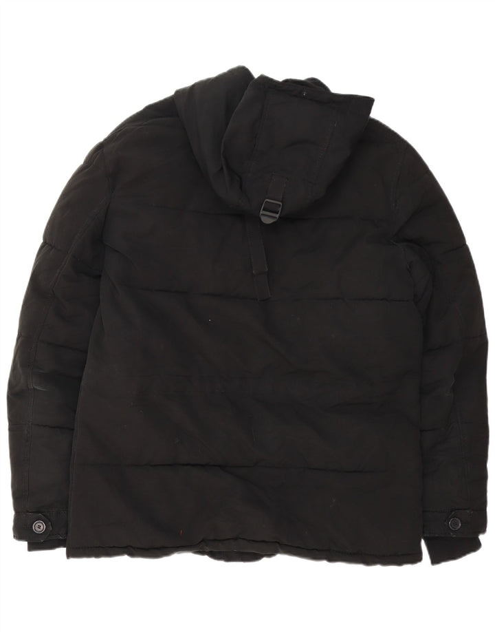 Zara Mens Hooded Padded Jacket UK 38 Medium Black