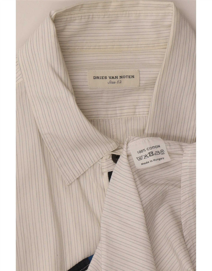 Dries Van Noten Mens Shirt IT 52 Large White Pinstripe Cotton