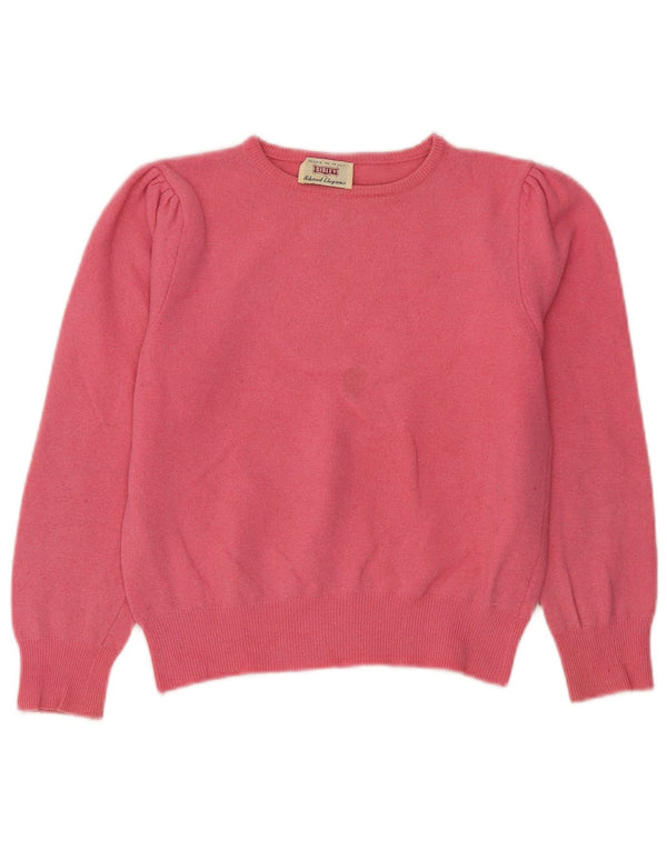 Sisley Womens Crop Boat Neck Jumper Sweater UK 6 XS Pink Wool