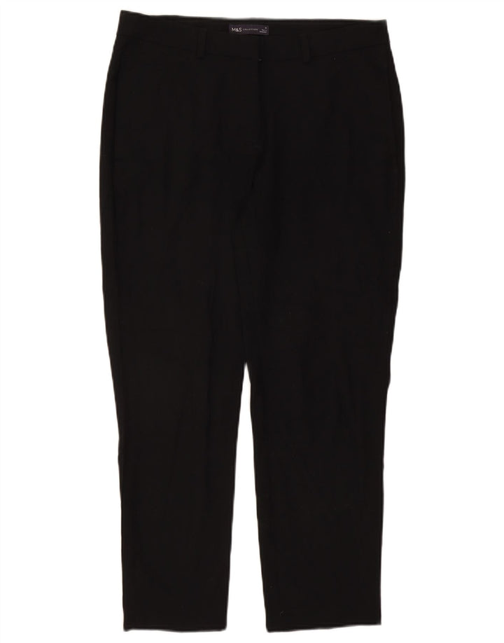 Marks & Spencer Womens Crop Suit Trousers UK 12 Medium W30 L25 Black