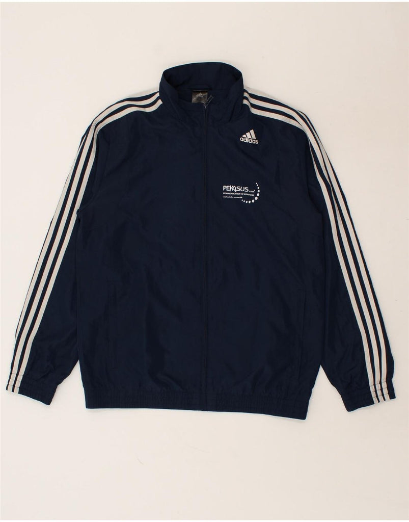 ADIDAS Mens Graphic Tracksuit Top Jacket UK 30/40 Medium Navy Blue | Vintage Adidas | Thrift | Second-Hand Adidas | Used Clothing | Messina Hembry 