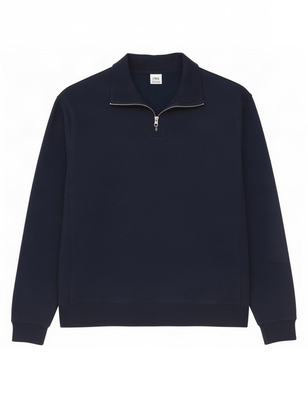 Zara Mens Zip Neck Sweatshirt Jumper Medium Navy Blue Polyester