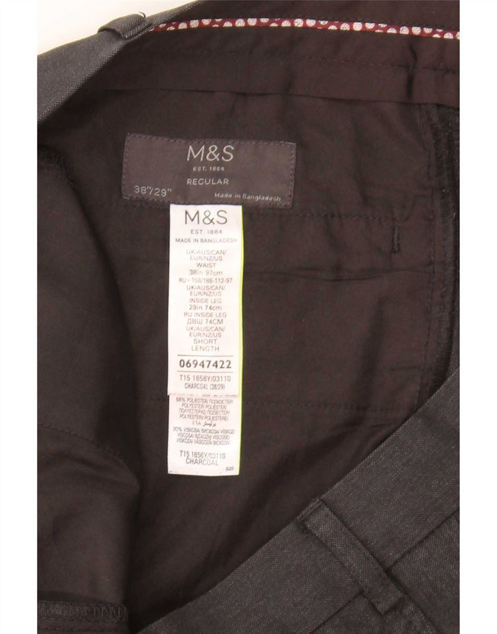 Marks & Spencer Mens Regular Fit Suit Trousers W38 L29 Grey Polyester