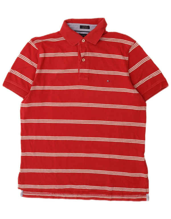 Tommy Hilfiger Mens Custom Fit Polo Shirt Small Red Striped Cotton