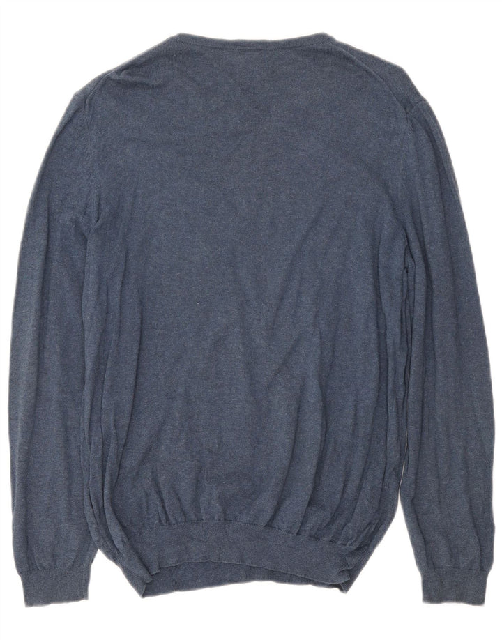 Hugo Boss Mens Boat Neck Jumper Sweater Large Blue Cotton