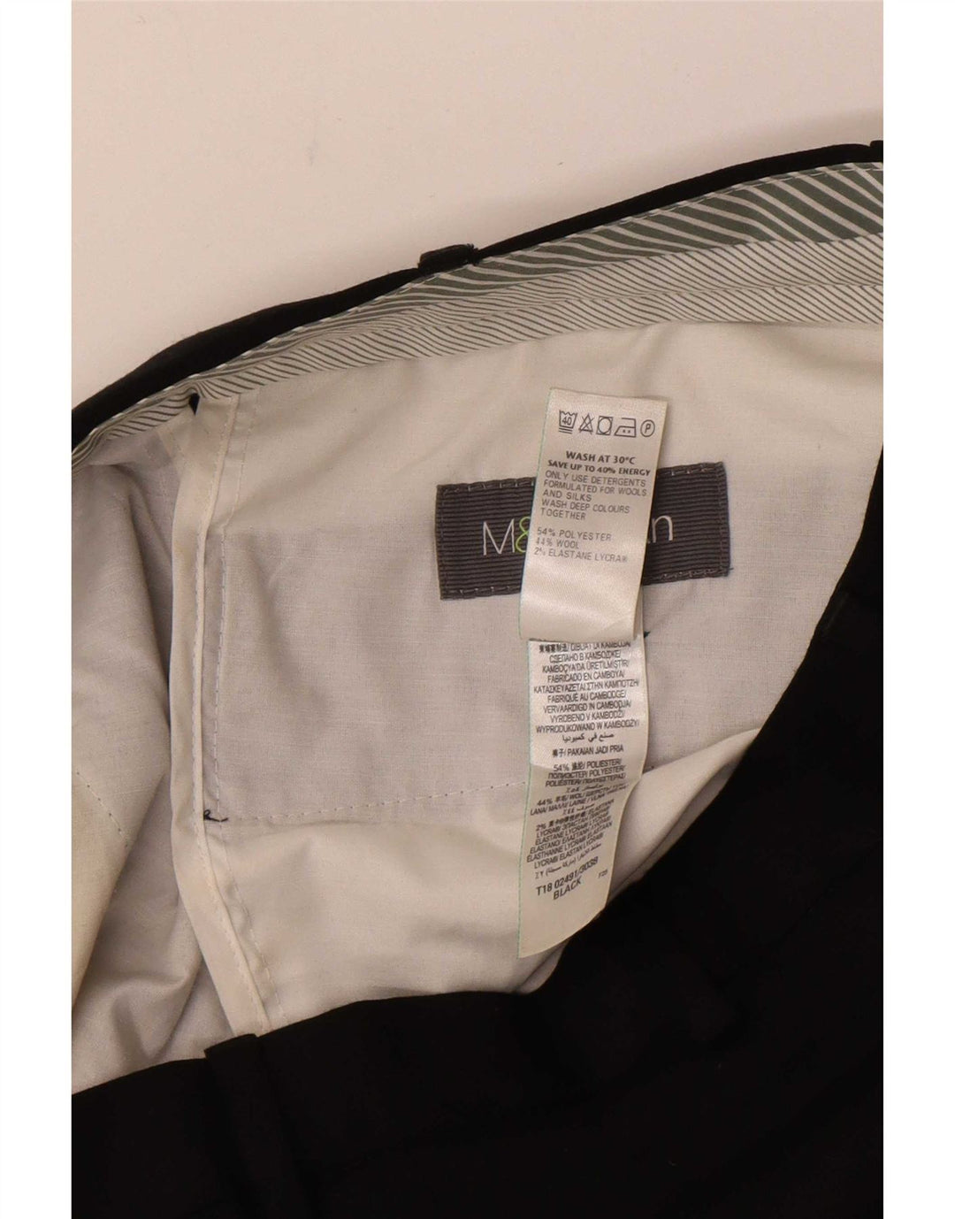 Marks & Spencer Mens Straight Suit Trousers W32 L31 Black Polyester