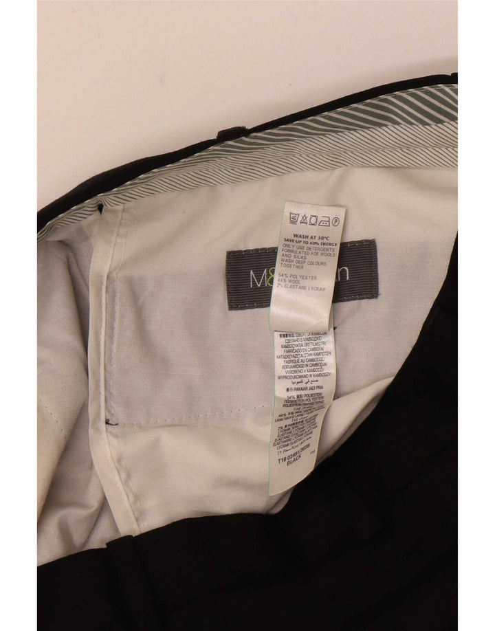 Marks & Spencer Mens Straight Suit Trousers W32 L31 Black Polyester