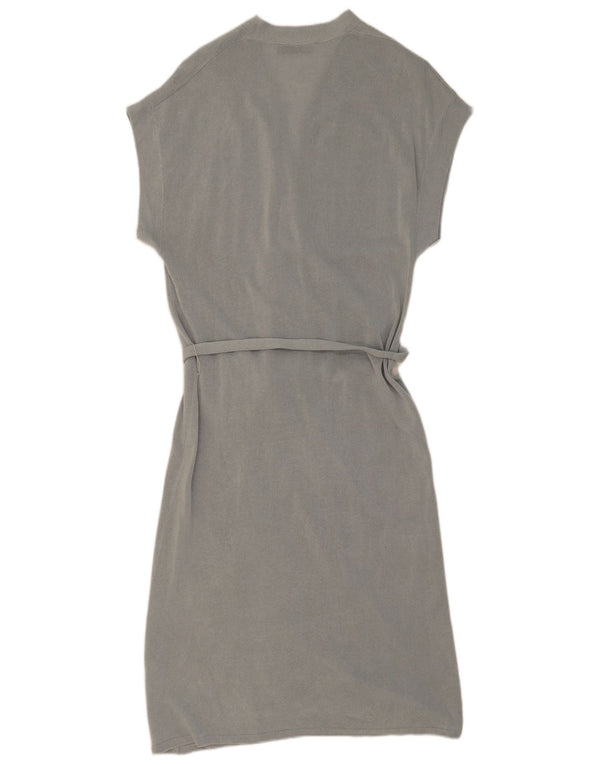 Zara Womens Short Sleeves Wrap Dress UK 10 Small Grey Acrylic