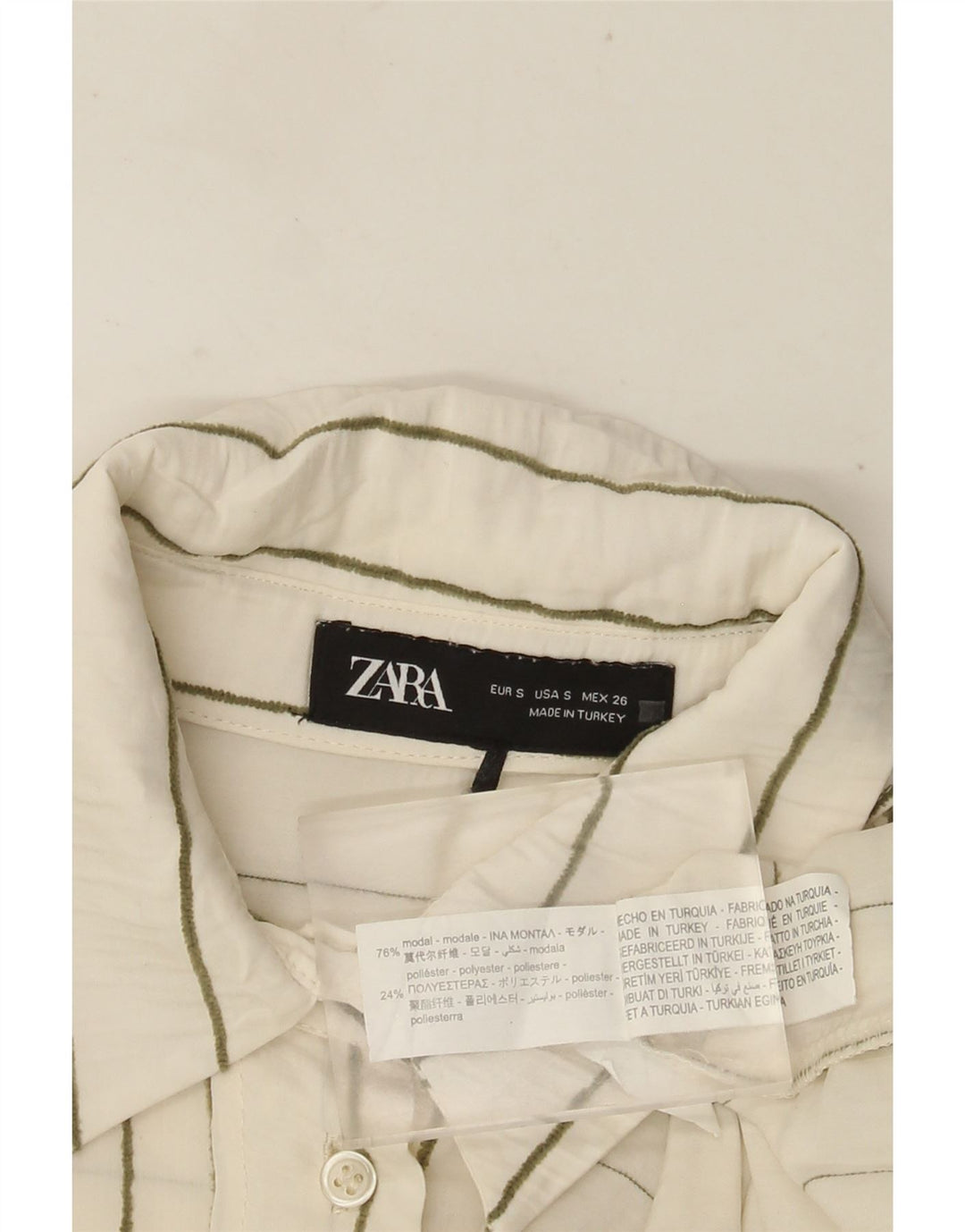 ZARA Womens Oversized Shirt UK 10 Small White Striped Modal