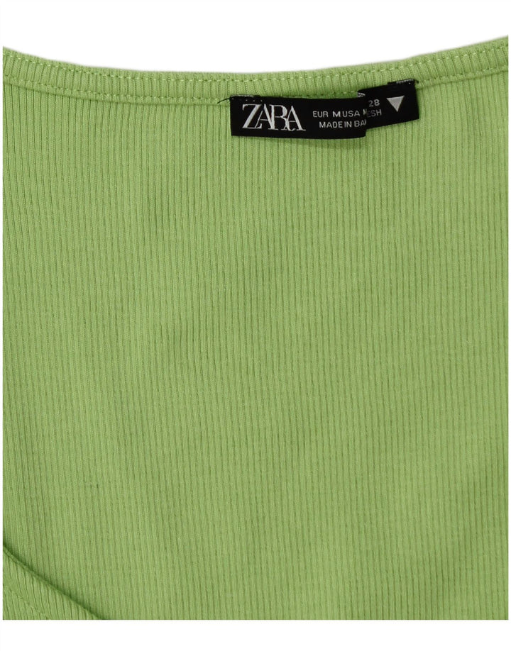 Zara Womens Crop Blouse Top UK 12 Medium Green