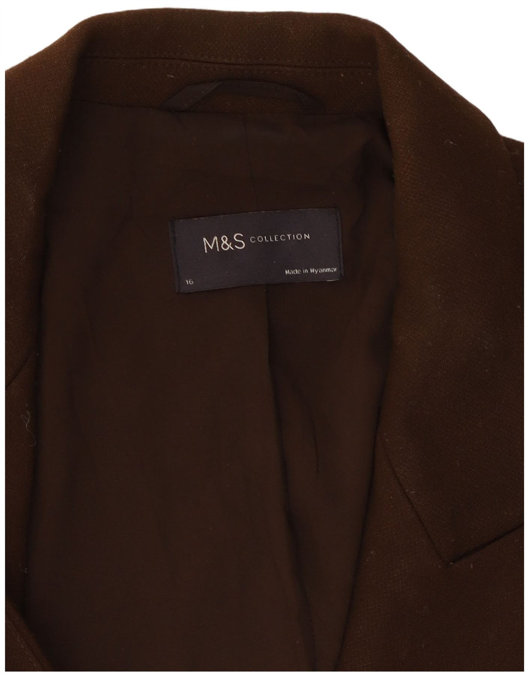 Marks & Spencer Womens Double Breasted Blazer Jacket UK 16 Large Brown